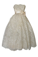 Spring 1959 Christian Dior Haute Couture Ivory & Silver Lace Dress
