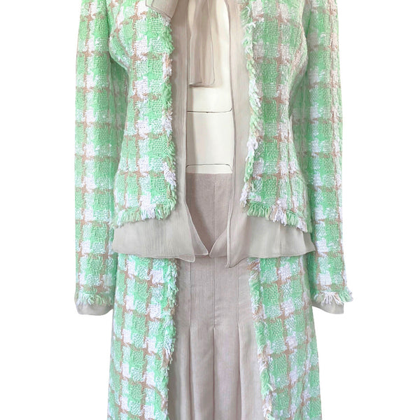 2004 Chanel Cruise Documented Mint Green Boucle & Silk Chiffon Suit –  Shrimpton Couture