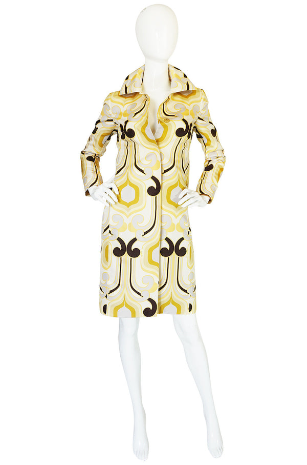 S/S 2005 Miu Miu Runway Geometric Print Silk Coat