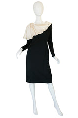 1980s Jacqueline Ribes Demi-Couture Silk Dress W Removable Collar