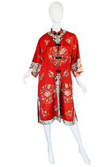 1950s Red Silk Embroidered Asian Evening Coat
