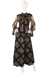 1960s Silk Chiffon Oscar de la Renta Maxi Dress