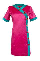 Spring 1993 Yves Saint Laurent Pink & Turquoise Enamel Button Dress