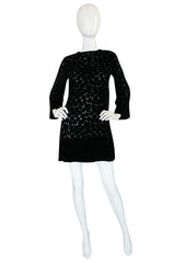 1970s Yves Saint Laurent Fused Velvet & Silk Chiffon Shift Dress
