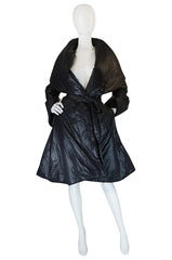 1980s OMO Norma Kamali Black Sleeping Bag Coat with Hood