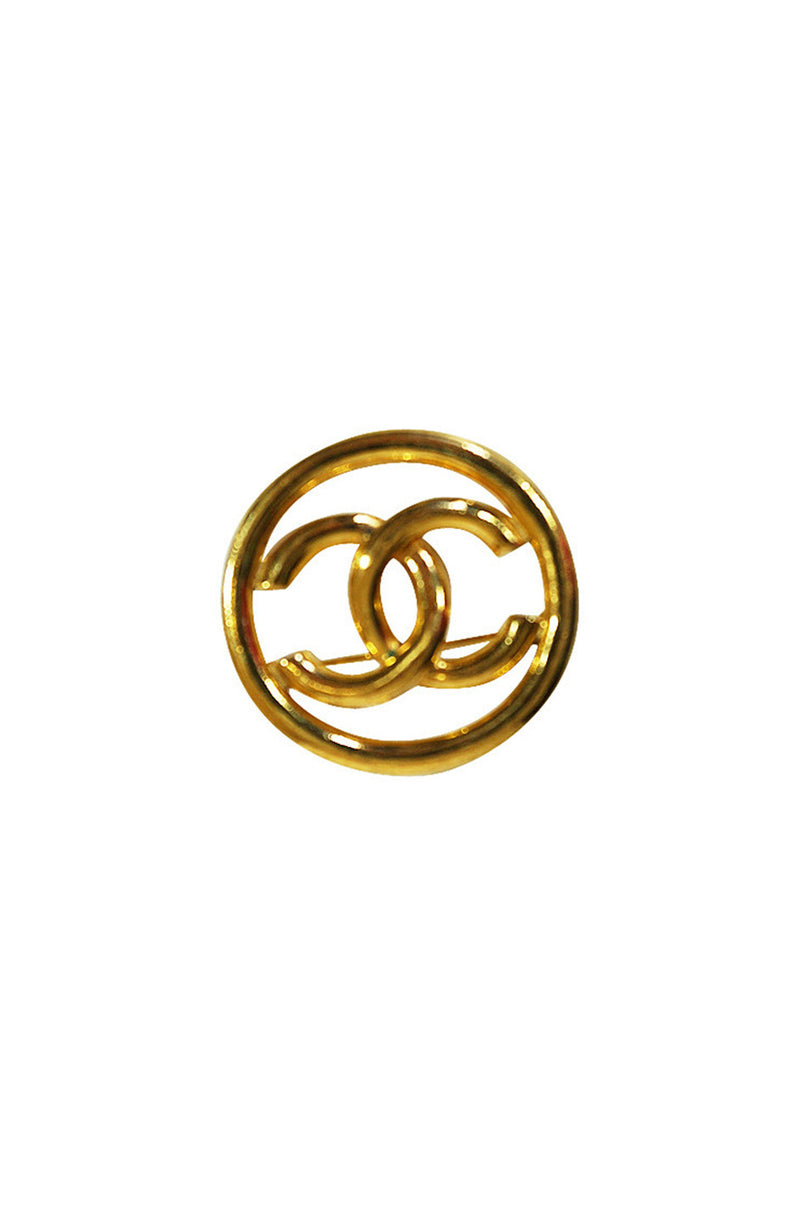 Vintage Gold Tone Chanel Logo Brooch