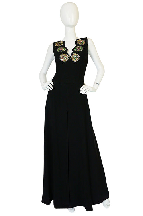 1960s Striking Medallion Embellished Black Dress
