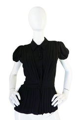 Stunnng Recent Black Silk Pleated Prada Top