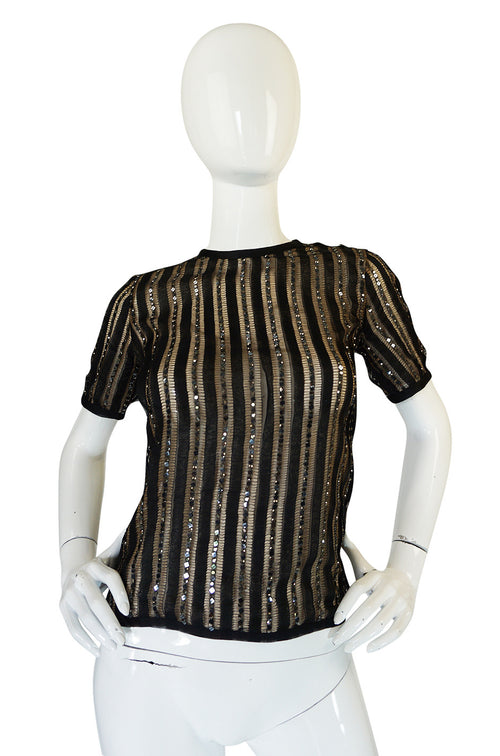 1970s Yves Saint Laurent True Haute Couture Silk Sequin Top
