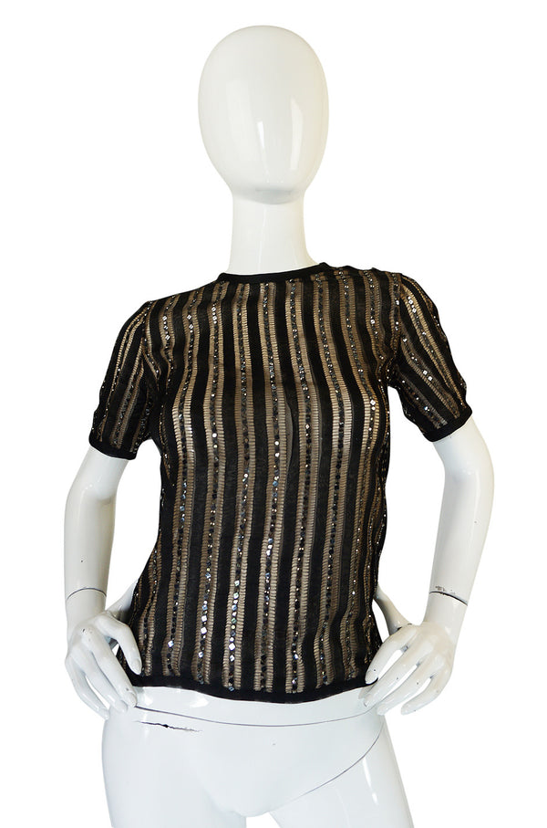 1970s Yves Saint Laurent True Haute Couture Silk Sequin Top