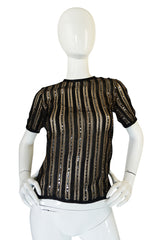 1970s Yves Saint Laurent True Haute Couture Silk Sequin Top