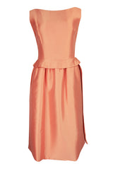 c.1965 Christian Dior Demi-Couture Peach Silk 'Apron' Dress
