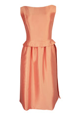 c.1965 Christian Dior Demi-Couture Peach Silk 'Apron' Dress