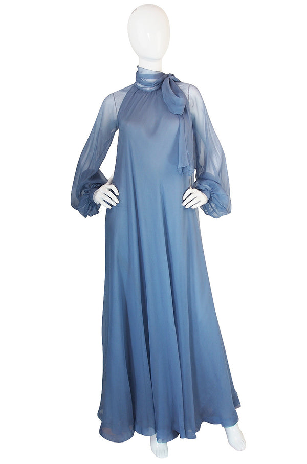 Documented Fall 1973 Haute Couture Yves Saint Laurent Silk Gown