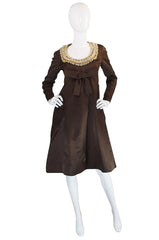 1960s Heavily Beaded Neckline Sarmi Silk Dress