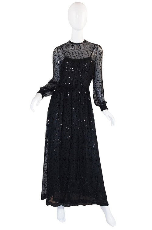 c 1983-85 Heavily Sequinned Chanel Silk Chiffon Dress