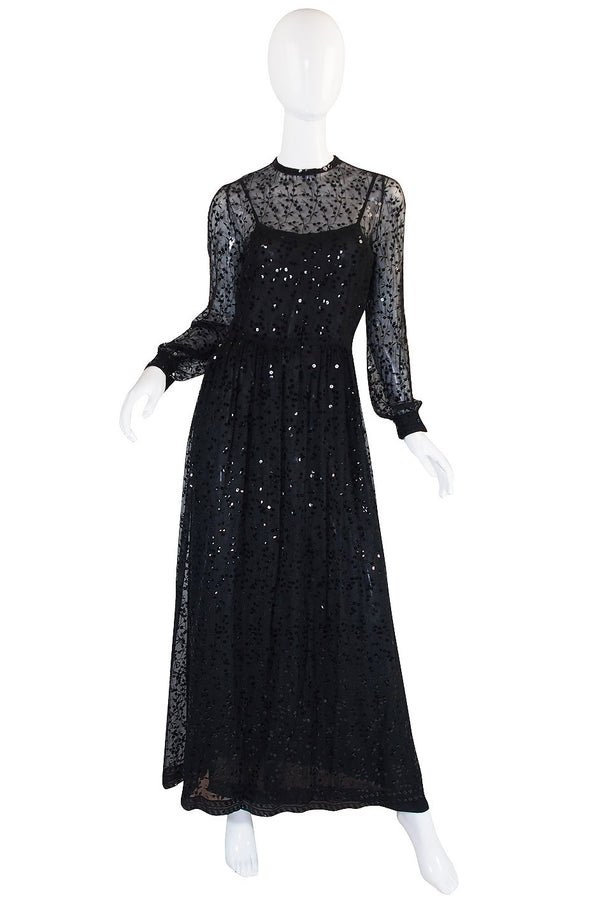 c 1983-85 Heavily Sequinned Chanel Silk Chiffon Dress