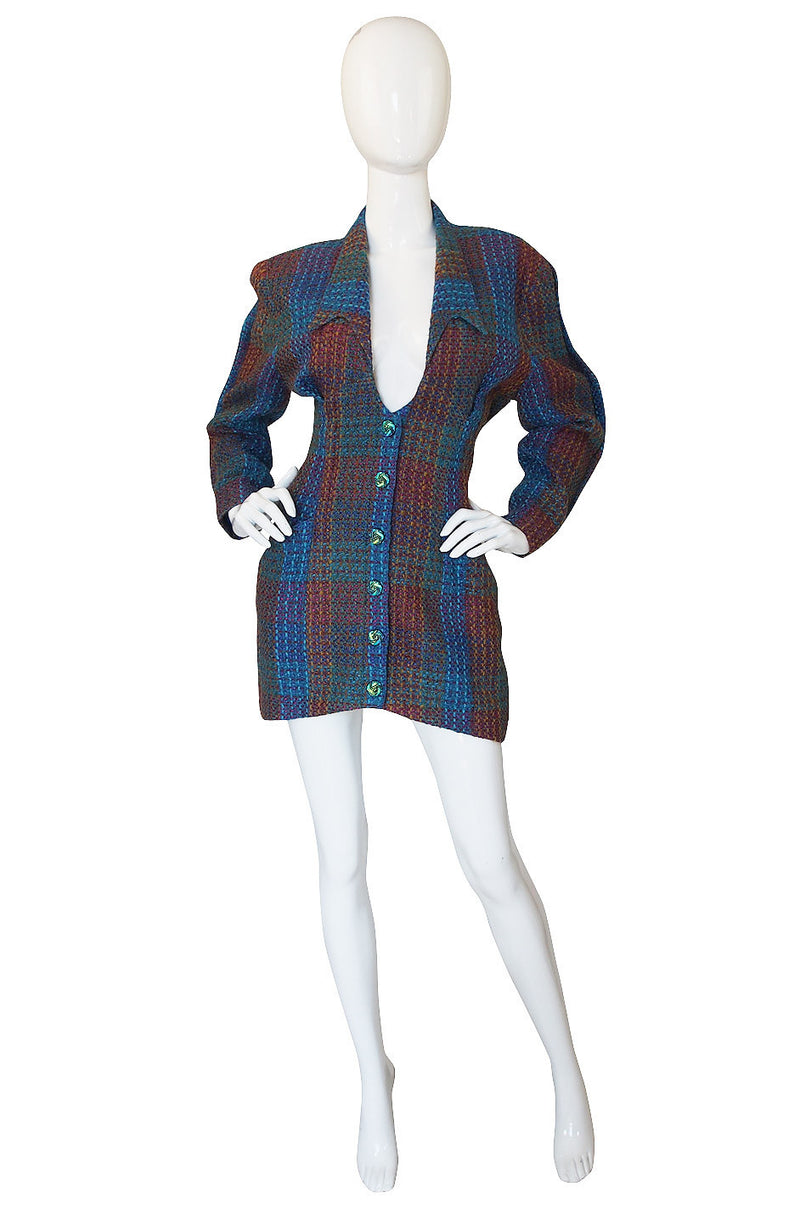 1980s Thierry Mugler Blue Boucle jacket