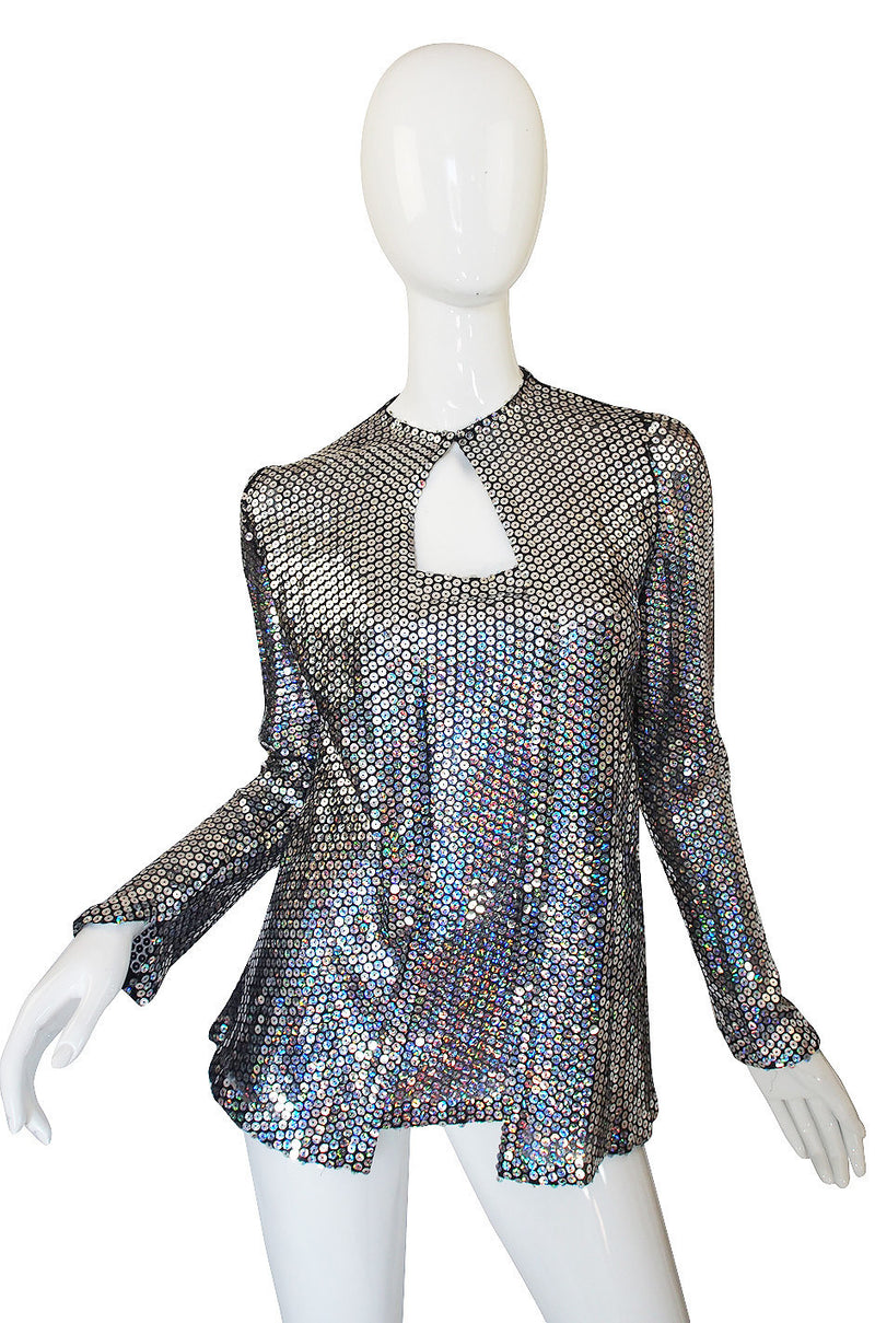 1970s Halston Silver Sequin Tank & Jacket