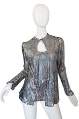 1970s Halston Silver Sequin Tank & Jacket