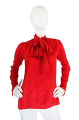 1979 Yves Saint Laurent Haute Couture Red Silk Top