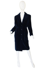 1970s Yves Saint Laurent Blue Velvet Coat