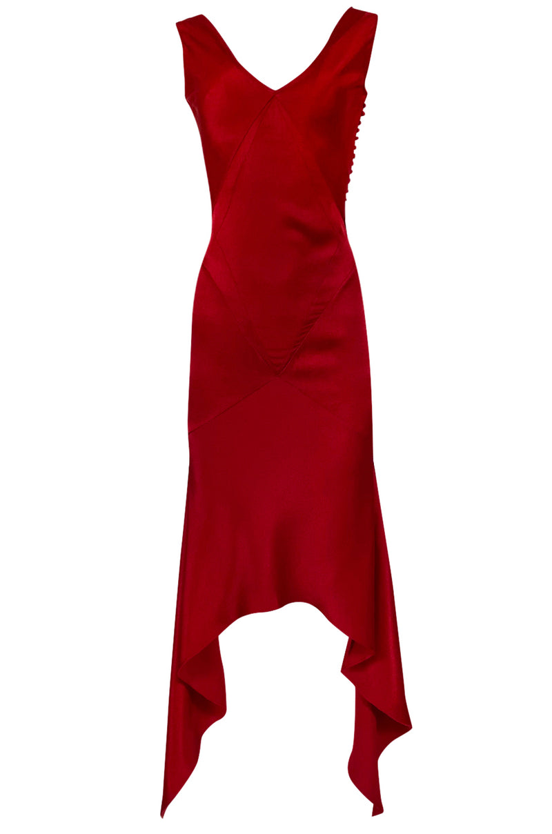Early 2000s Christian Dior by John Galliano Red Silk Satin Bias Cut Dr Shrimpton Couture Early 2000s Christian Dior by John Galliano Red Silk Satin Bias Cut Dr Shrimpton Couture