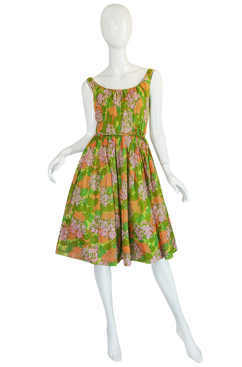 1950s Hannah Troy Pretty Floral Cotton Voile Print Dress