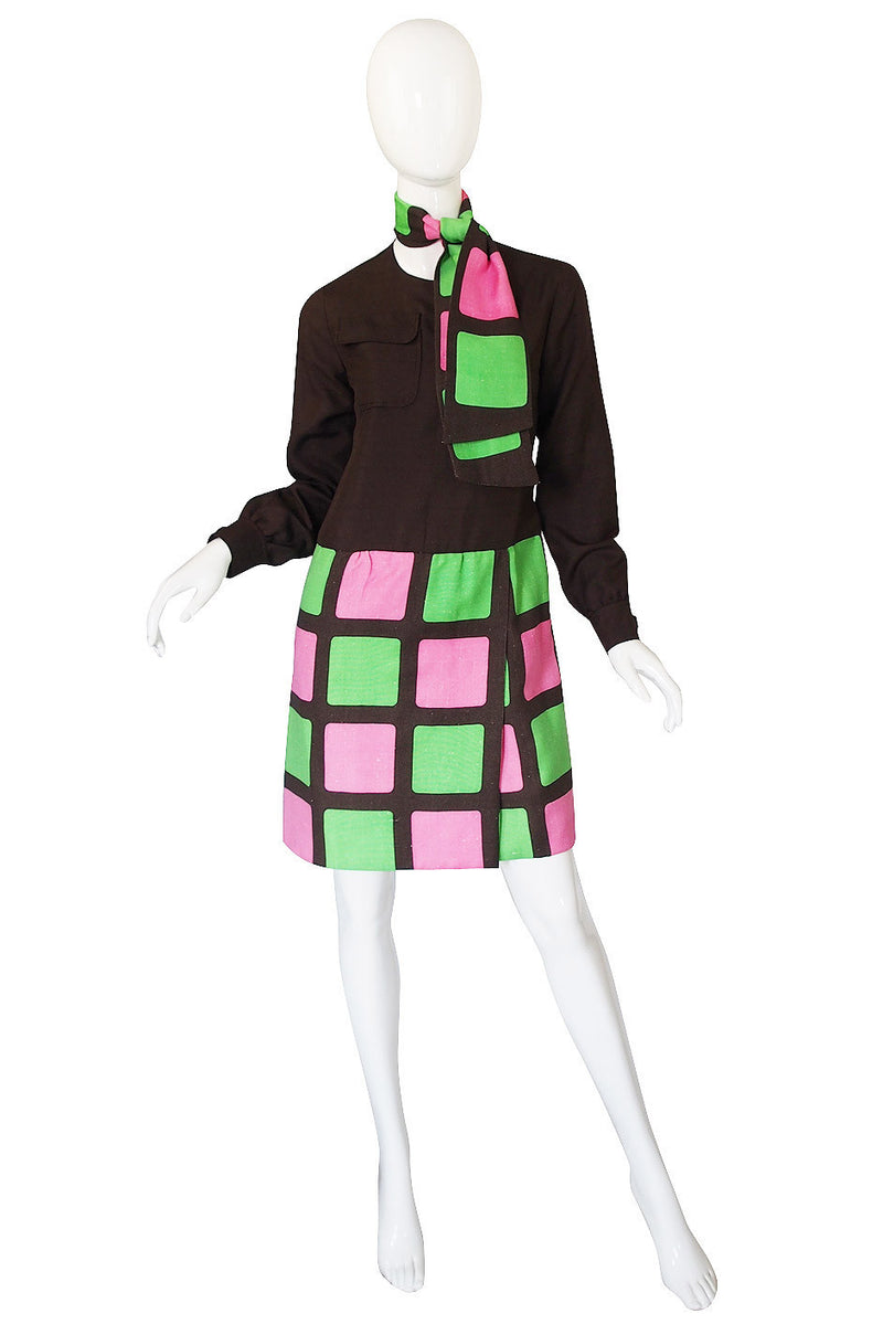 1960s Graphic Heinz Riva Linen Shift Dress