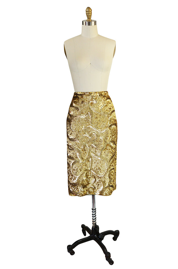Resort 2014 Burberry Prorsum Hammered Gold Sequin Skirt