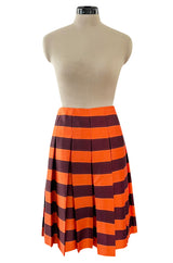 Fantastic Spring 2005 Prada Runway Look 26 Pleated Bright Coral Stripe Skirt