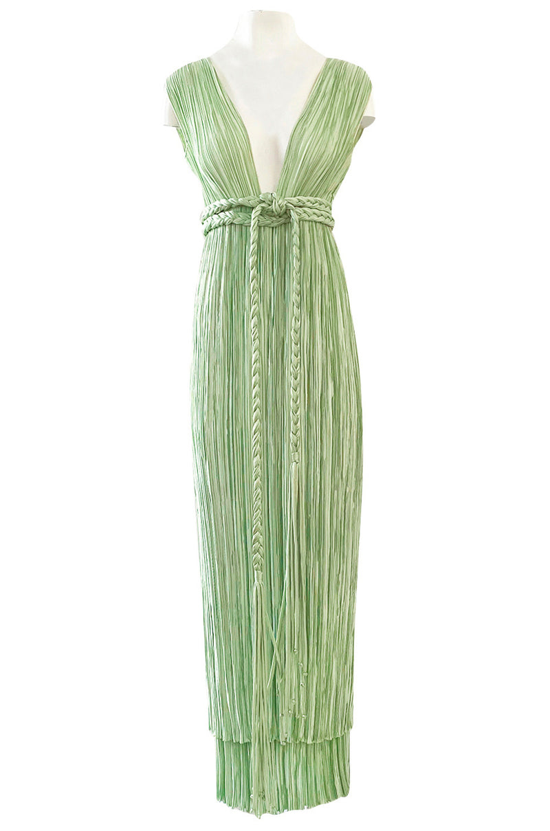 mary mcfadden pleated dress Vintage 80s Mary McFadden Dress Fortuny Pleated Gown Cream Marii Pleat Formal 12