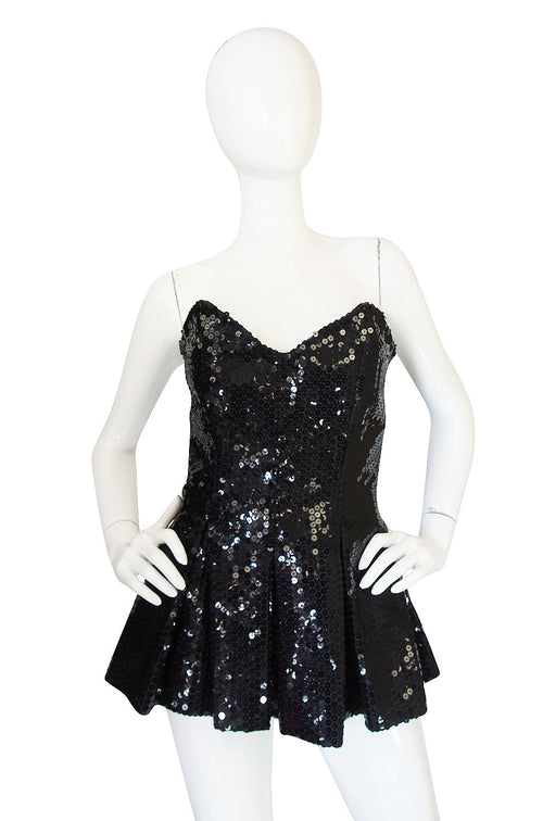 1970s Nina Ricci Couture Sequin Corset Top or Micro Mini