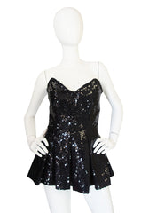 1970s Nina Ricci Couture Sequin Corset Top or Micro Mini