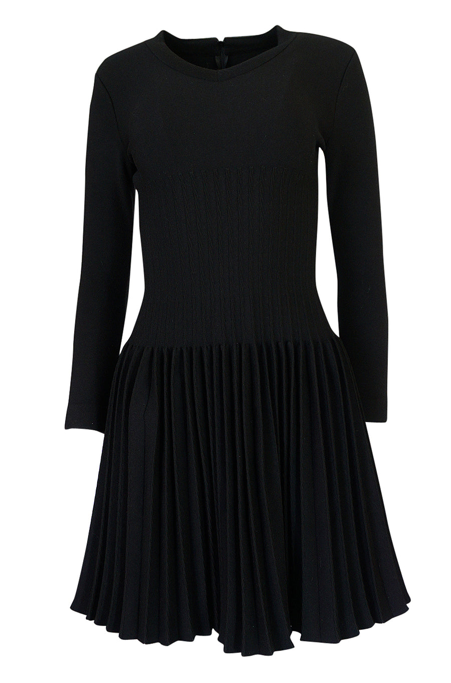 dress knitted vintage bandage Azzedine Alaia Stretch Knit & Pleated Skirt – Shrimpton Couture Empire Waist Floral Fit asian accents Vintage 1970s Italian seamless Color:Hickory