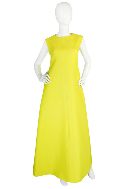 Rare 1960s Custom Sculptural Yellow Givenchy Gown