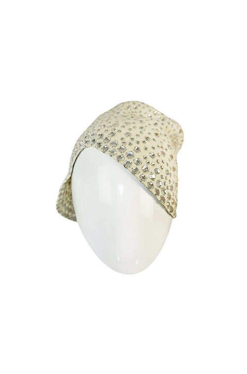 1960s Dorothy McGuire Owned Rhinestone Studded Cream Cloche