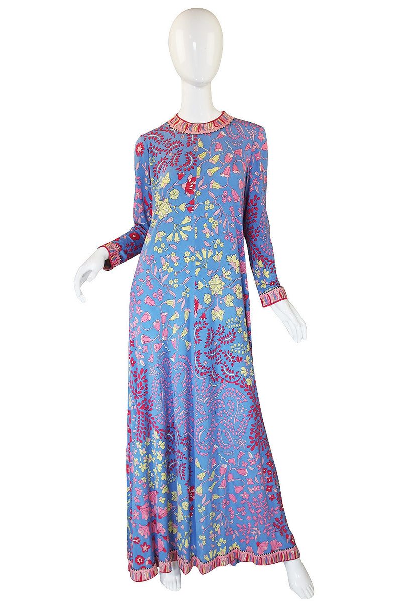 1970s Silk Jersey Bessi Caftan Dress