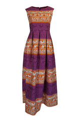 1960s Richard Tam Jon Mandl Unusual Brocade Print Dress