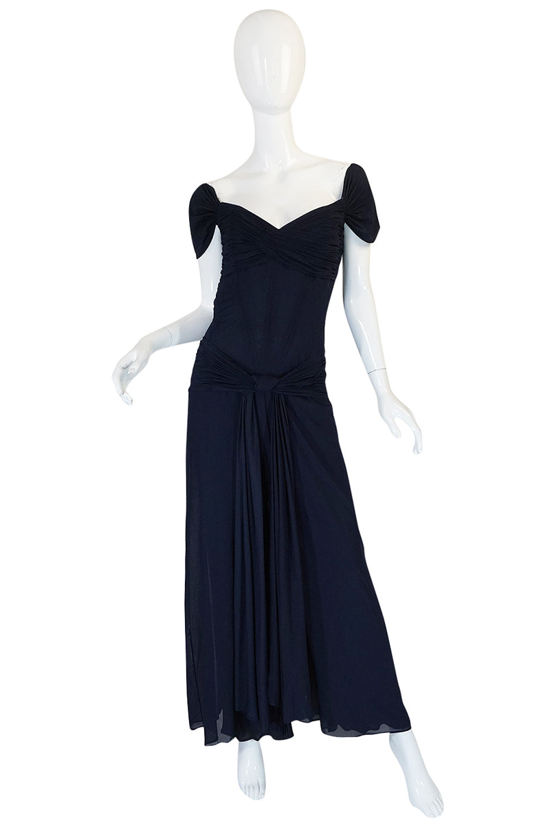 1980s Vicky Tiel Couture Fine Navy Net Draped Corset Dress – Shrimpton ...
