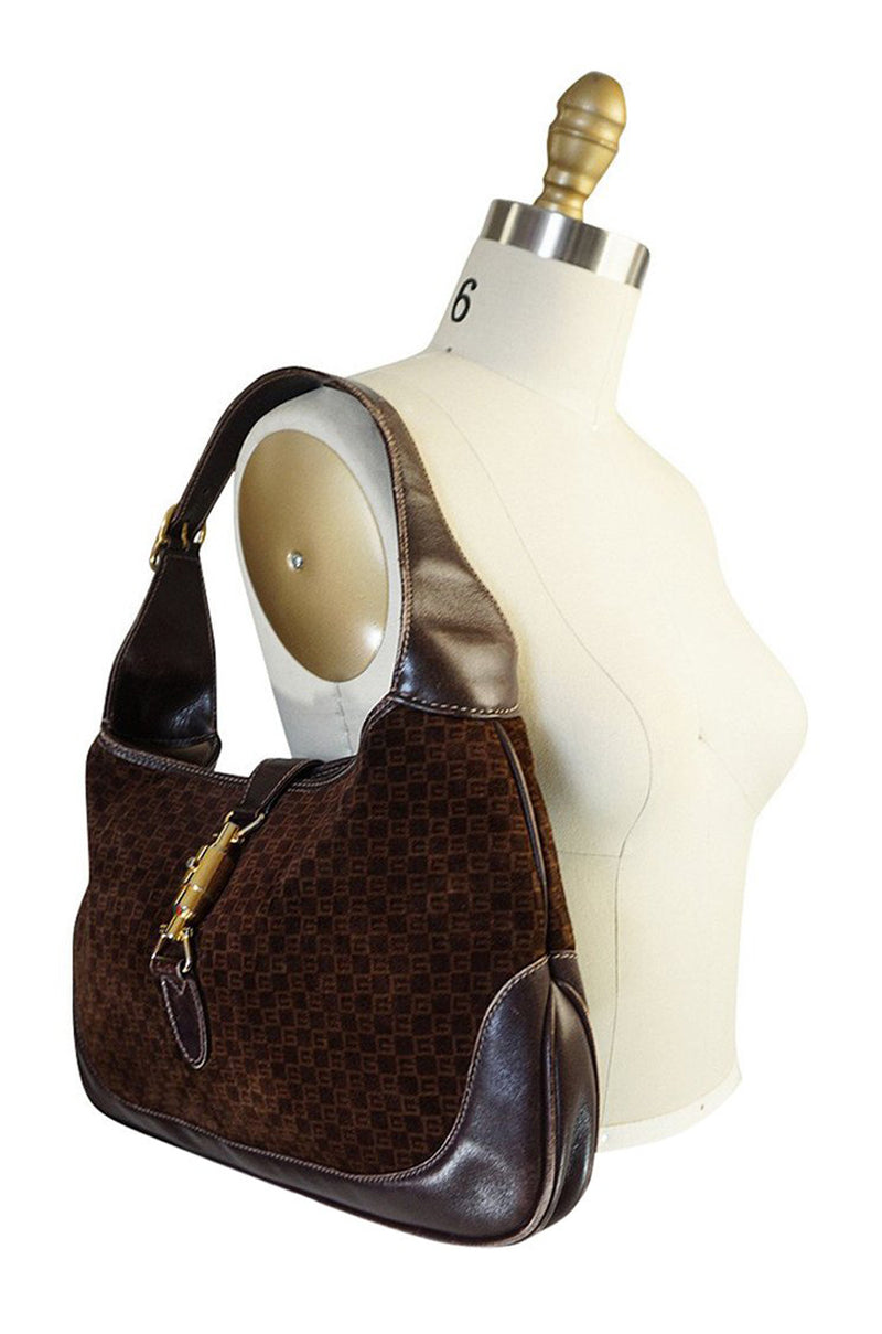 1970s Brown Logo Velvet & Leather Gucci Hobo Bag – Shrimpton Couture