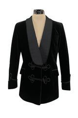 Unbelievable Vintage Turnbull & Asser Men's Black Velvet Smoking Jacket w Braided Silk Cord