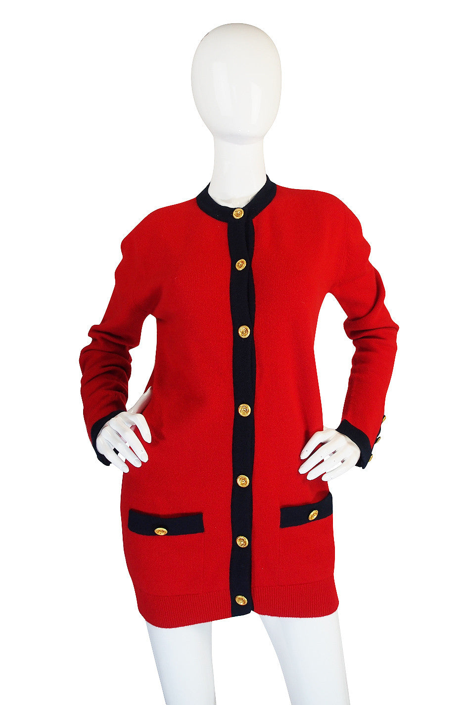 トップス CHANEL RED cardigan 1993 Classic Red Chanel Cashmere Cardigan – Shrimpton Couture