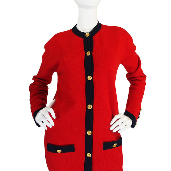 1993 Classic Red Chanel Cashmere Cardigan – Shrimpton Couture