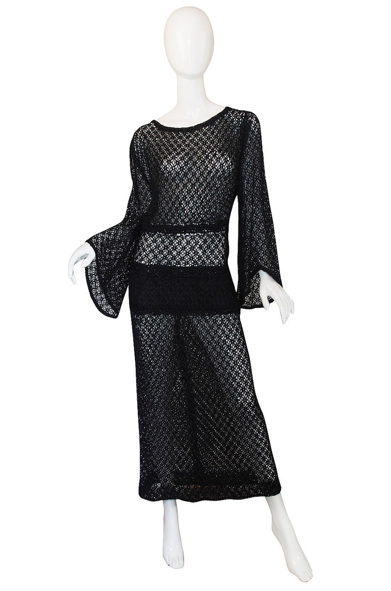 1930s Black Wide Sleeve 'Ribbon' Dress