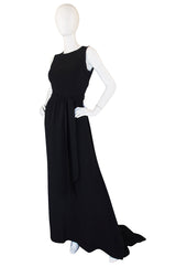 1990s Trained Oscar de la Renta Black Gown