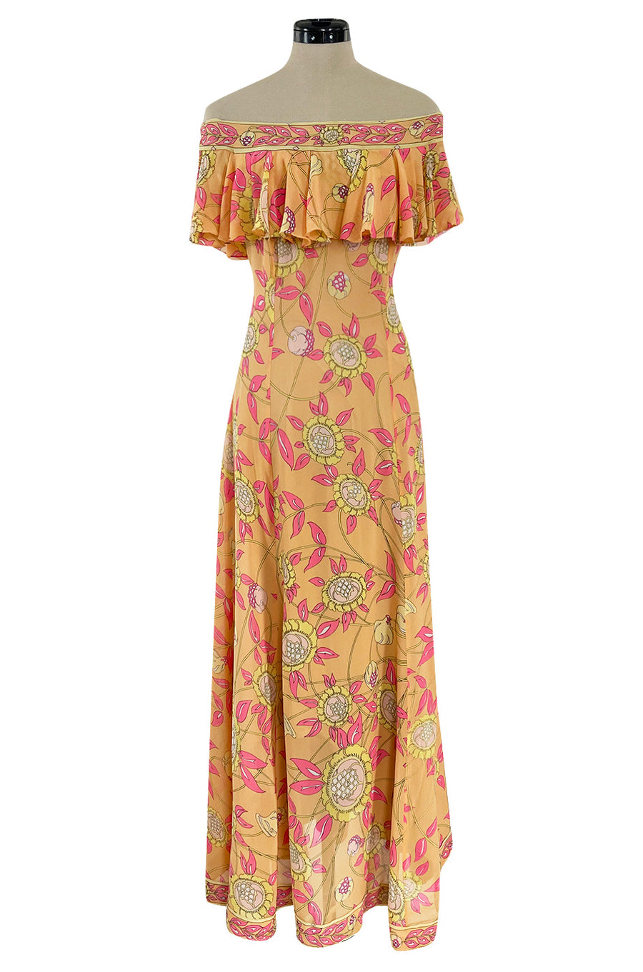 Prettiest 1960s Emilio Pucci Pink & Yellow Print on Peach Silk Chiffon –  Shrimpton Couture