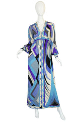 Gorgeous 1970s Purple & Blue Silk Jersey Pucci Caftan Dress