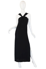 1990s Miss V Valentino Black Halter Gown