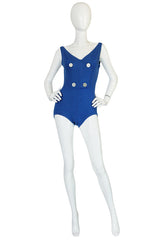 Documented 1953 Rudi Gernreich Blue Knit Bathing Suit